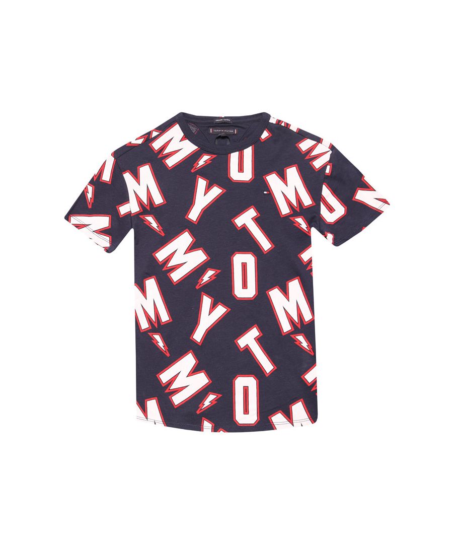 Image for Boy's Tommy Hilfiger Infant All Over Print T-Shirt in Navy