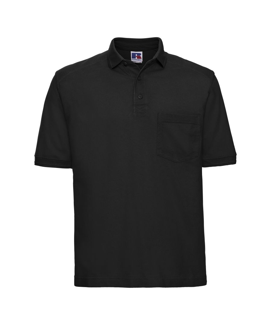 Russell Workwear Mens Heavy Duty Short Sleeve Polo Shirt (Black)