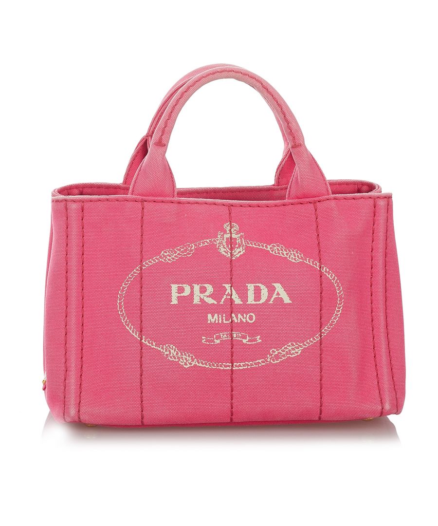 Prada Pre-owned Womens Vintage Canapa Logo Canvas Satchel Pink - One Size
