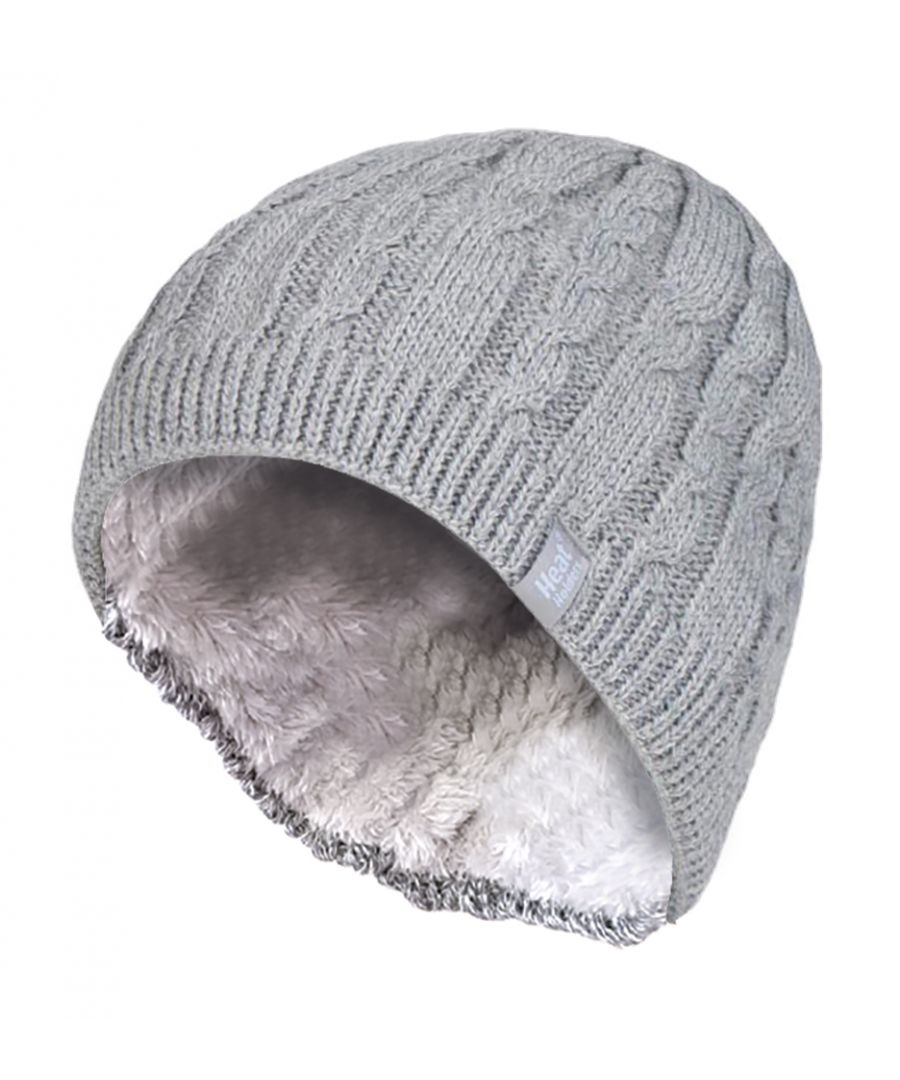 Image for Women's Ribbed Cable Knit Fleece Lined Thermal Knitted Beanie Hat
