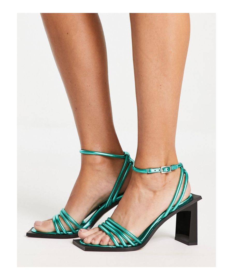 Sandals by Topshop Level up Adjustable ankle strap Pin-buckle fastening Open, square toe High block heel  Sold By: Asos