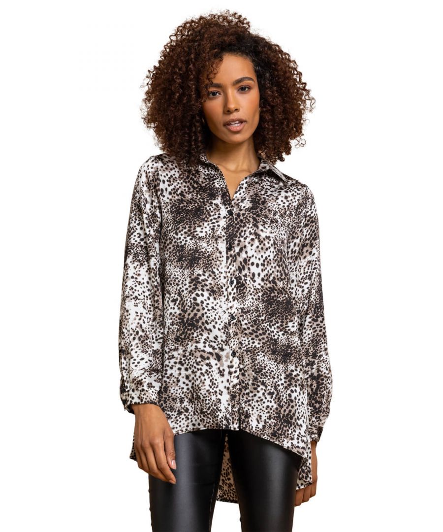 Roman Womens Animal Dropped Hem Shirt - Size 8 UK
