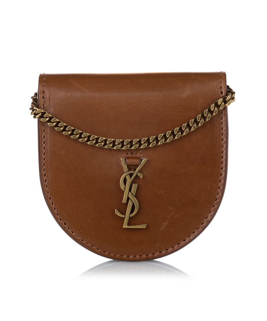 Image for Vintage Saint Laurent Le K Baby Leather Coin Pouch Brown