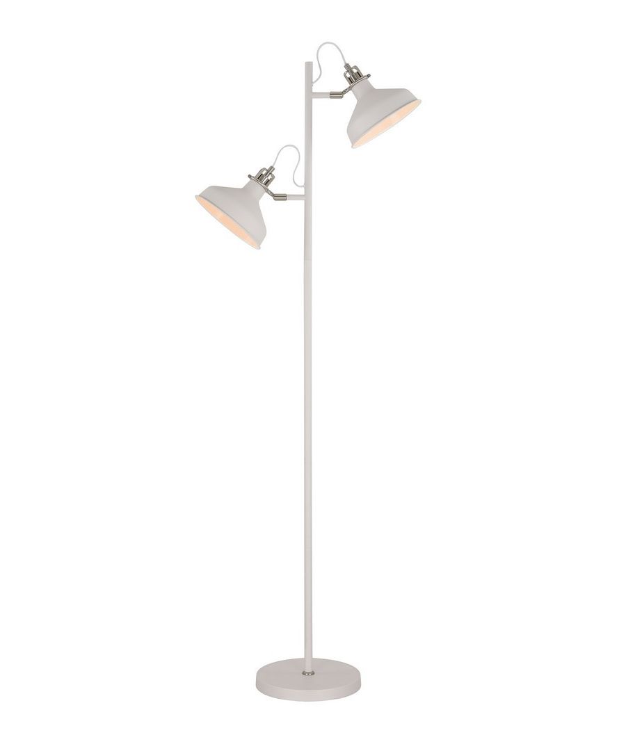 Image for Floor Lamp, 2 x E27, Sand White, Satin Nickel, White