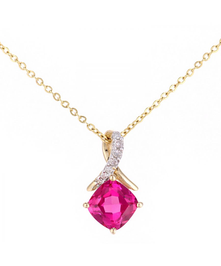 Image for 9ct Yellow Gold 0.85ct Created Ruby and 0.02ct Diamond Pendant