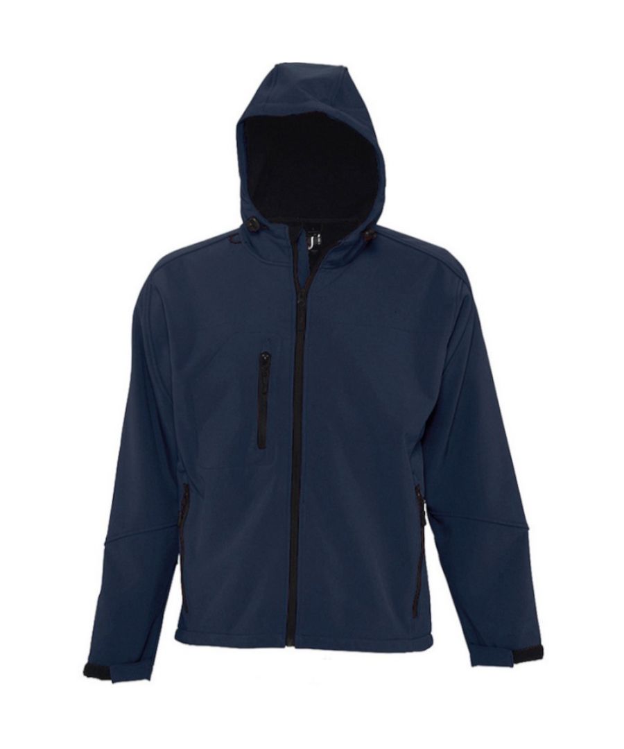 SOLS Mens Replay Hooded Soft Shell Jacket (Breathable, Windproof And Water Resistant) (French Navy)