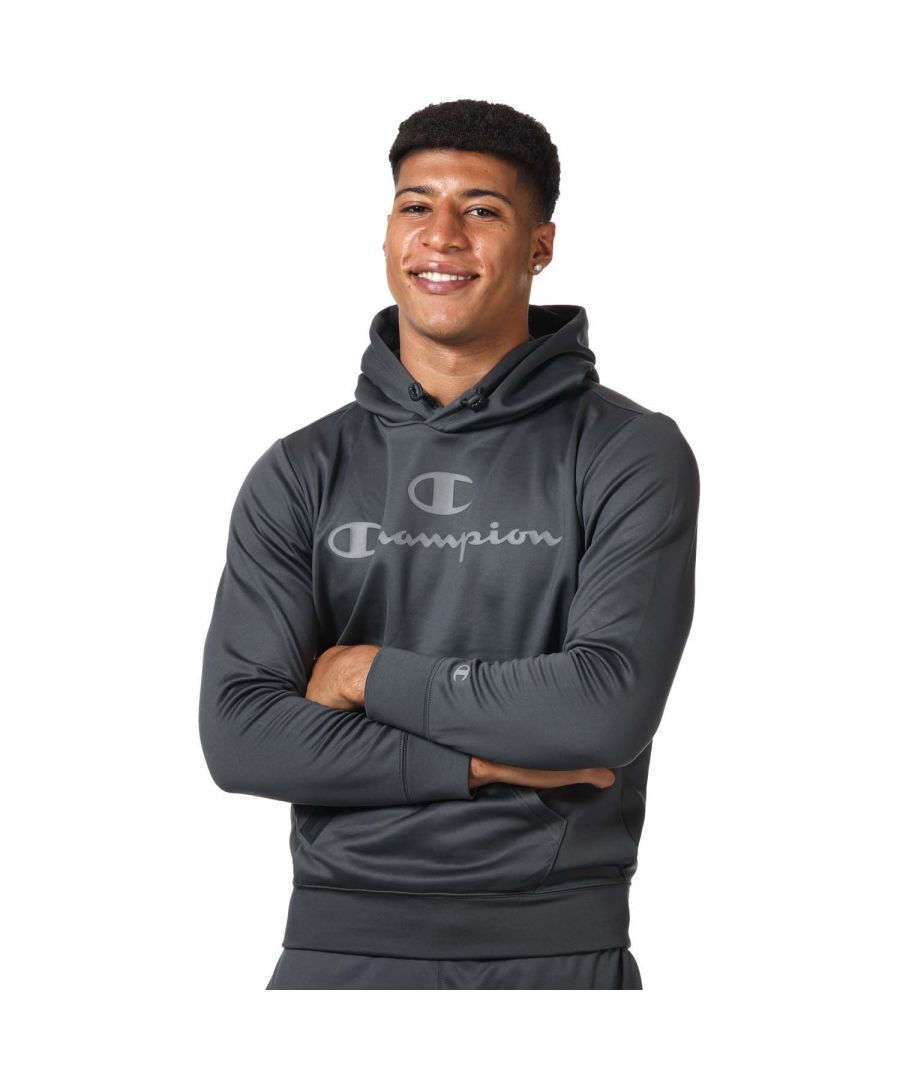 Champion Pf polyester hoodie voor heren, grijs