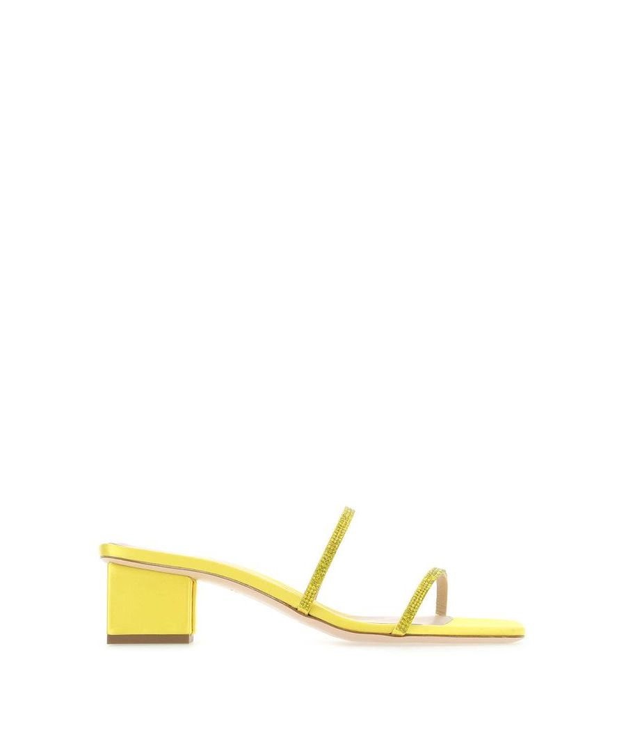 Yellow satin sandals