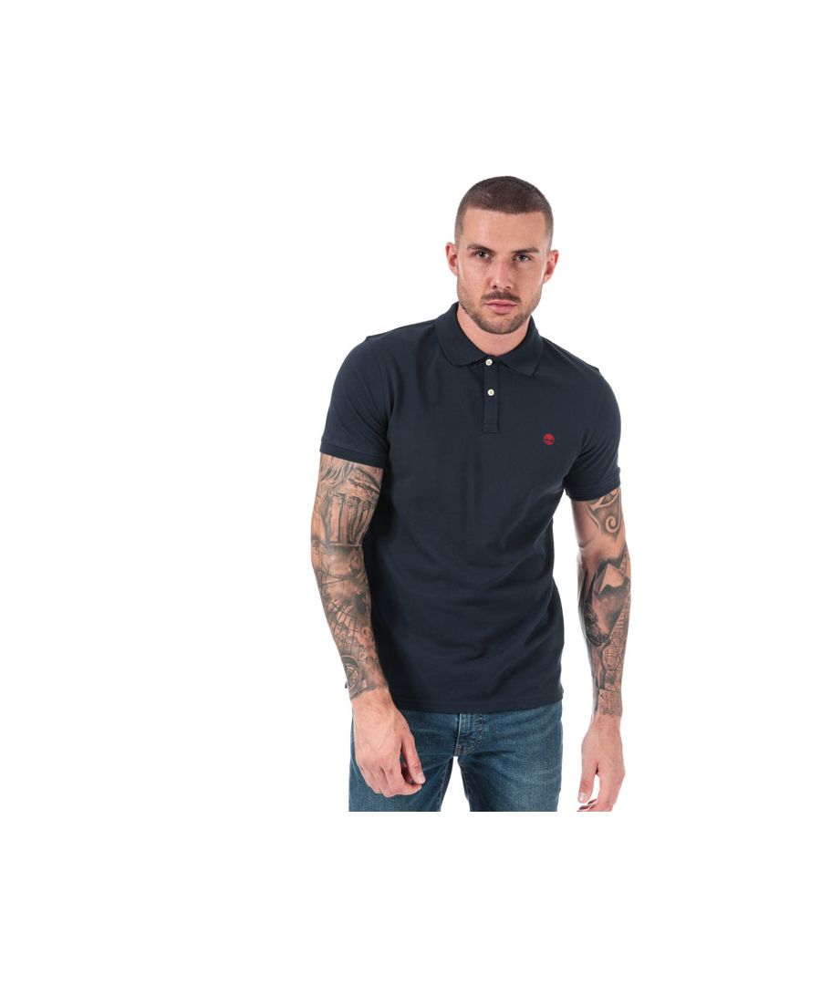 Image for Men's Timberland Millers River Jacquard Polo Shirt in Navy