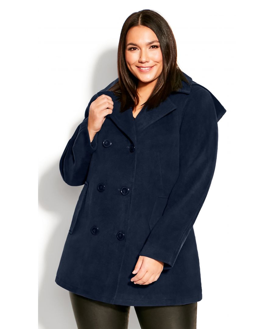 Perfect your winter wardrobe with the Faux Wool Peacoat. Featuring functional pockets and a removable hood, this chic design is the perfect combination of comfort and style. Key Features Include: - Lapel collar neckline - Full length sleeves - Double breasted button closure - Functional slash front pockets - Button removable hood - Partially lined - Faux wool finish - Hip length longline hemline