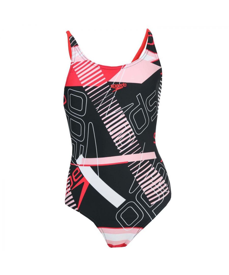 Junior Girls Speedo Tie Back Swimsuit in black red.- Tie-back with fully adjustable straps.- Fully front and back lined.- 100% Chlorine resistance.- Quick dry.- Body: 80% Nylon  20% Elastane. Lining: 100% Polyester.- 812389F378JPlease note that returns will only be accepted if the hygiene label is still attached to the product.