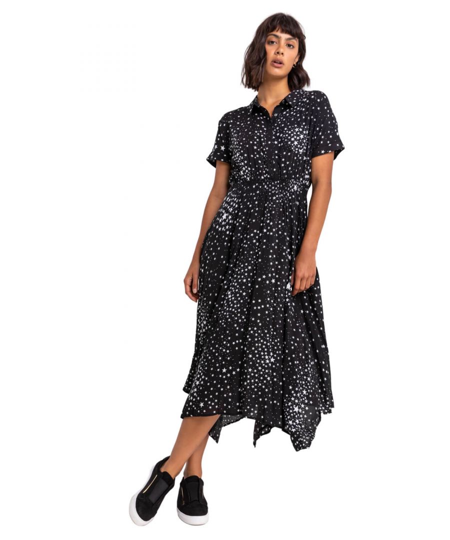Roman Originals Star Print Hanky Shirt Dress
