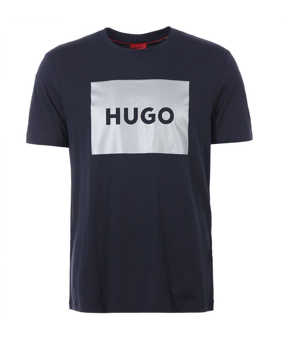 Inject some HUGO DNA into your wardrobe this season with the Metallic Logo Print T-Shirt. Crafted from sustainably sourced cotton jersey offering day-long comfort and breathability. Featuring a classic crew neck design with short sleeves. Finished with the iconic HUGO logo embedded into a metallic print, centre chest.Cotton made in Africa - an initiative of the Aid by Trade Foundation, one of the world\'s leading standards for sustainably produced cotton.Regular Fit, Sustainably Sourced Cotton Jersey, Ribbed Crew Neck , Short Sleeves, Front Logo Print, HUGO Branding. Fit & Style:Regular Fit, Fits True to Size. Composition & Care:100% Cotton, Machine Wash.