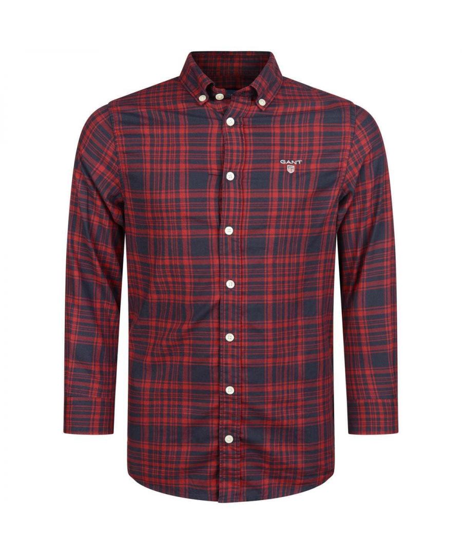 Gant Boys Red Twill Shirt Cotton - Size 7-8Y