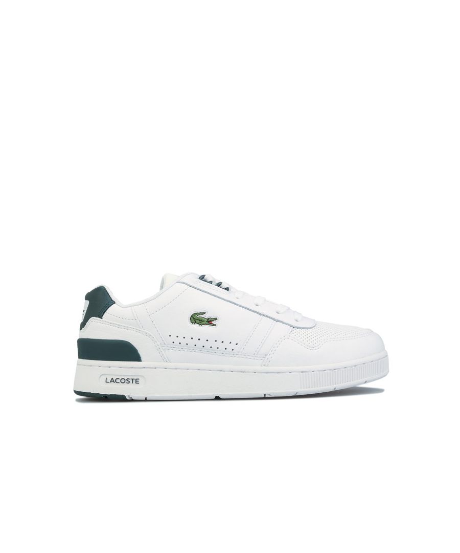 Women's Lacoste T-Clip Leather And Synthetic Trainers in White Green