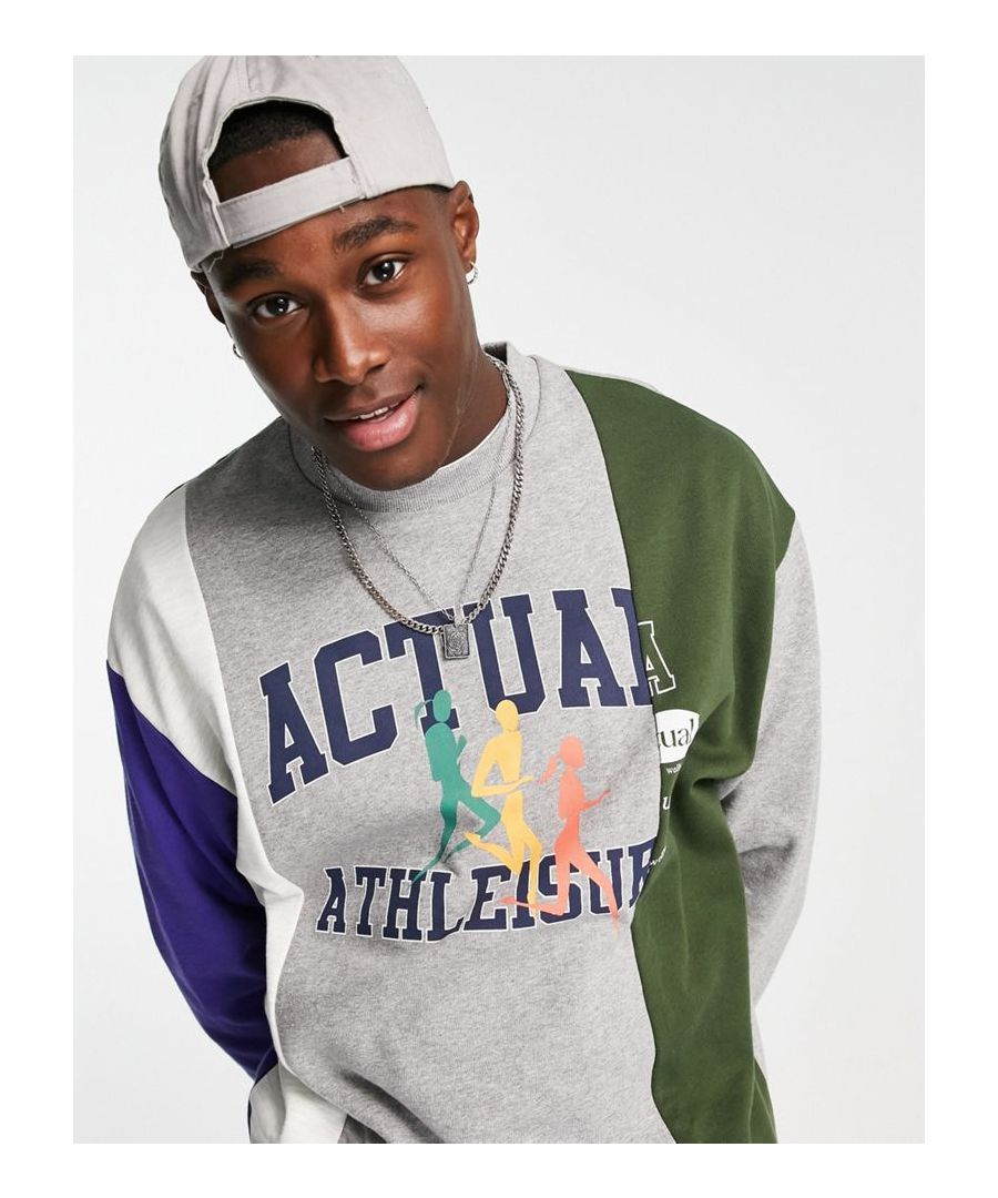 Sweatshirt by ASOS Actual Act causal Crew neck Print to front Ribbed trims Oversized fit Sold by Asos