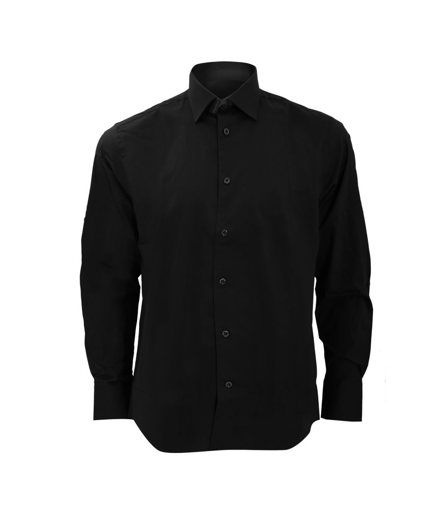 Russell Athletic Collection Mens Long Sleeve Easy Care Fitted Shirt (Black) - Size 19.5 inch