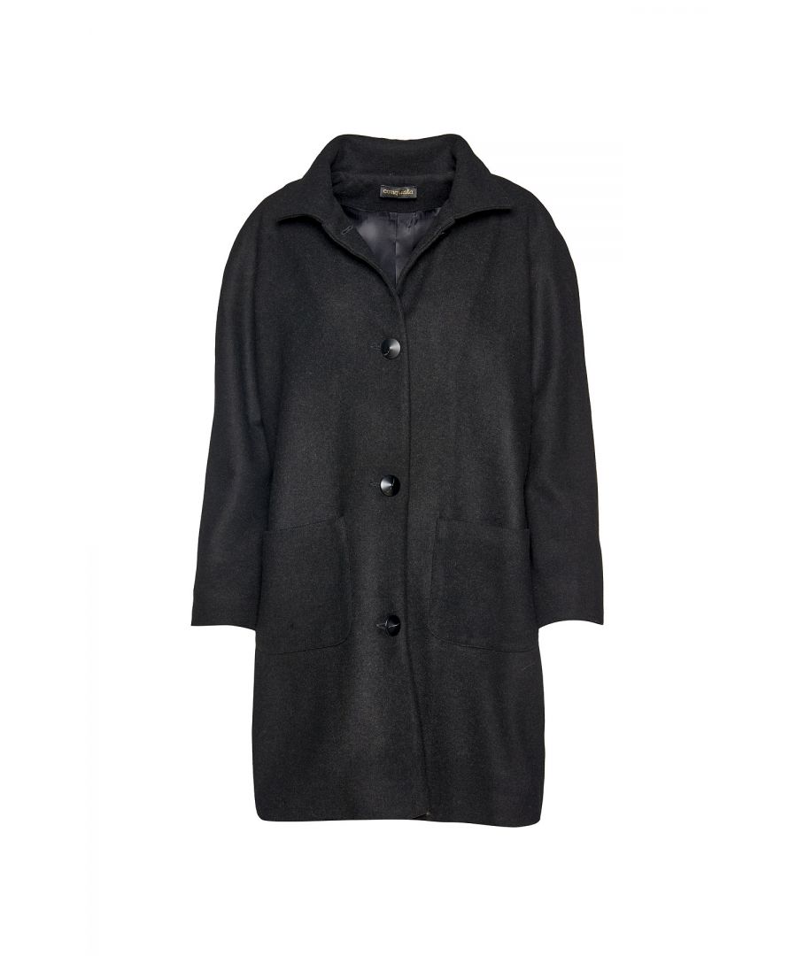 Image for Wool Silk Black Blend Coat by Conquista