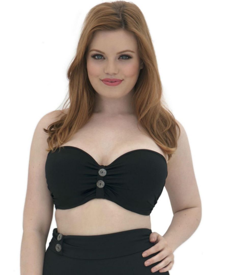 Curvy Kate Womens CS1941 Luau Love Bandeau Bikini Top - Black - Size 32D