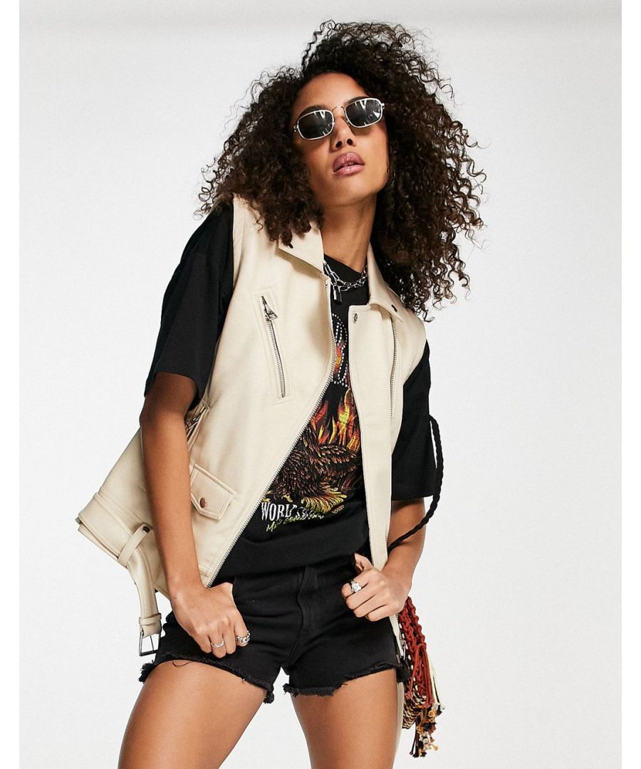 Jacket by Topshop Next stop: checkout Studded notch lapels Zip fastening Sleeveless style Functional pockets Belted hem Regular fit  Sold By: Asos