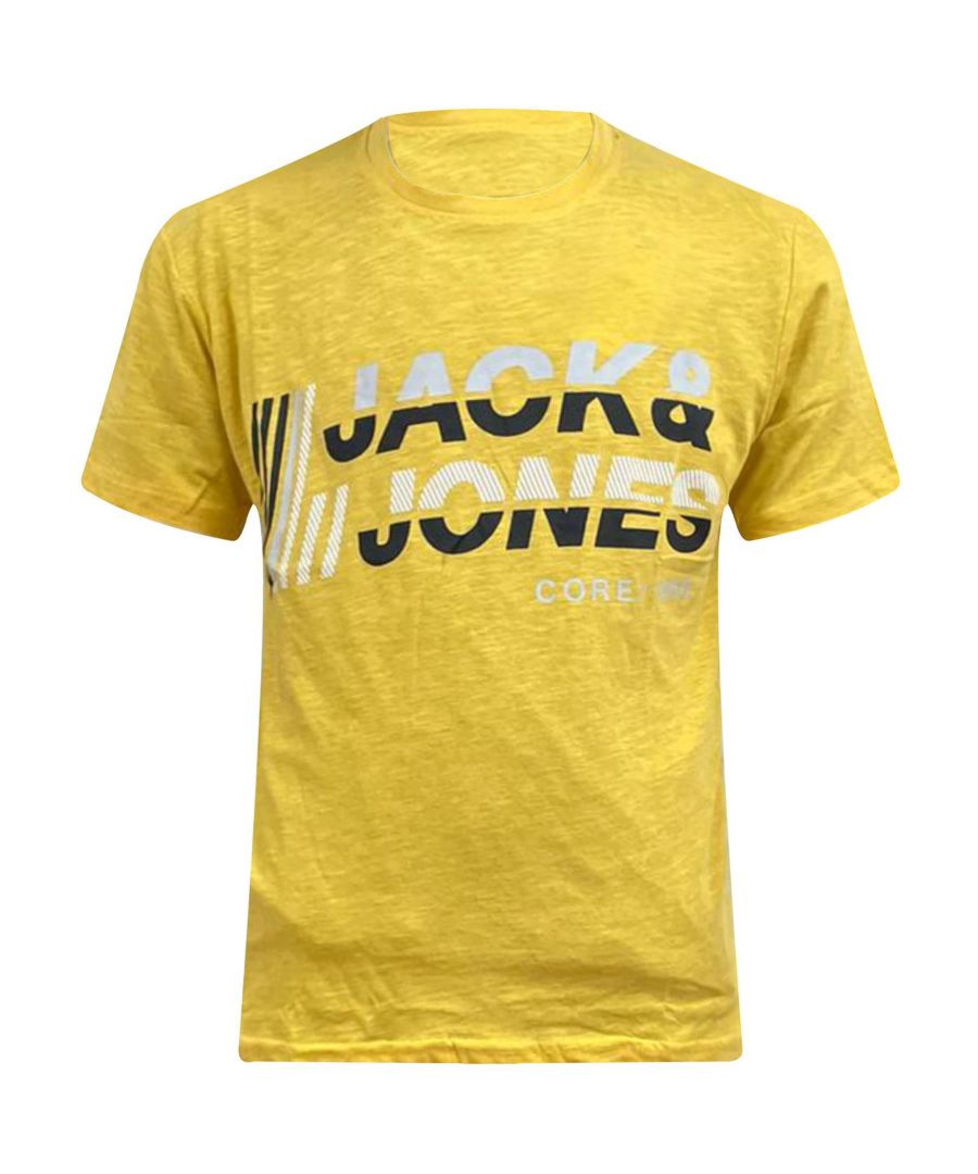 These Original Mens Designer Jack & Jones T-Shirts Crafted With 100% Cotton, feature the brands Logo and a Crew Neckline, variety of colours, these Lightweight and breathable Regular Fit T-shirts are Machine Washable.