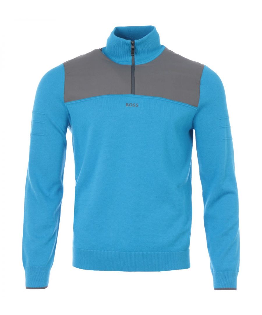 Knitted from a super soft cotton and wool yarns, the Zowler Half Zip Sweater from BOSS Athleisure is modernly sophisticated ensuring you look good on or off the course. Featuring a stand up collar with a half zip fastening, ribbed trims and a contrasting fabric front panel elevating the design. Finished with the signature BOSS logo rubberised to the front and a coordinating stripe to the rear.Regular Fit, Cotton, Wool & Nylon Knit, Contrasting Front Fabric Panel, Ribbed Stand Up Collar, Half Zip Fastening, Ribbed Cuffs & Hem, Contrast Rear Stripe, BOSS Branding. Style & Fit:Regular Fit, Fits True to Size. Composition & Care:79% Cotton, 20% Wool, 1% Polyamide, Machine Wash.