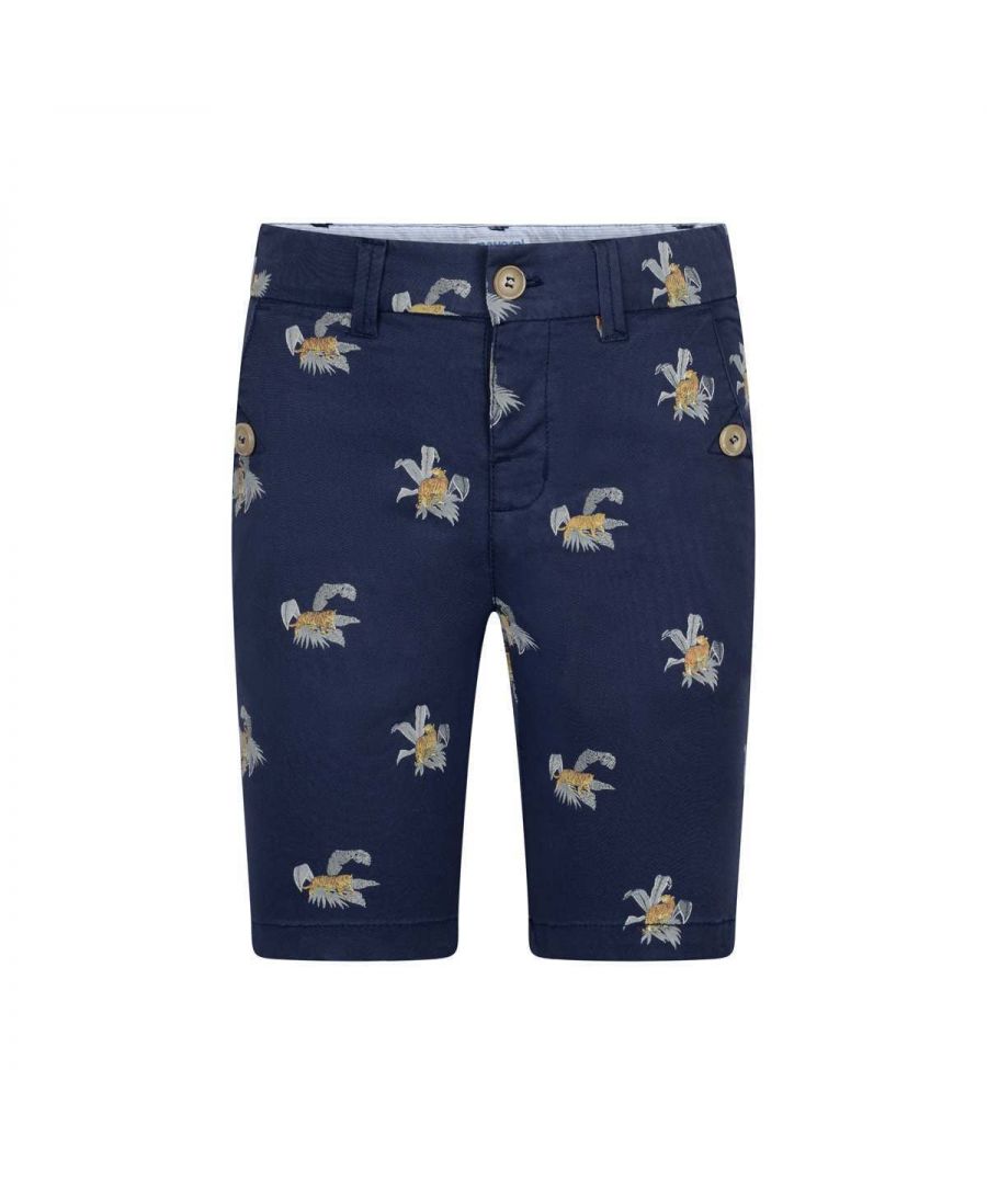 Mayoral Boys Navy Cotton Tiger Shorts - Size 8Y