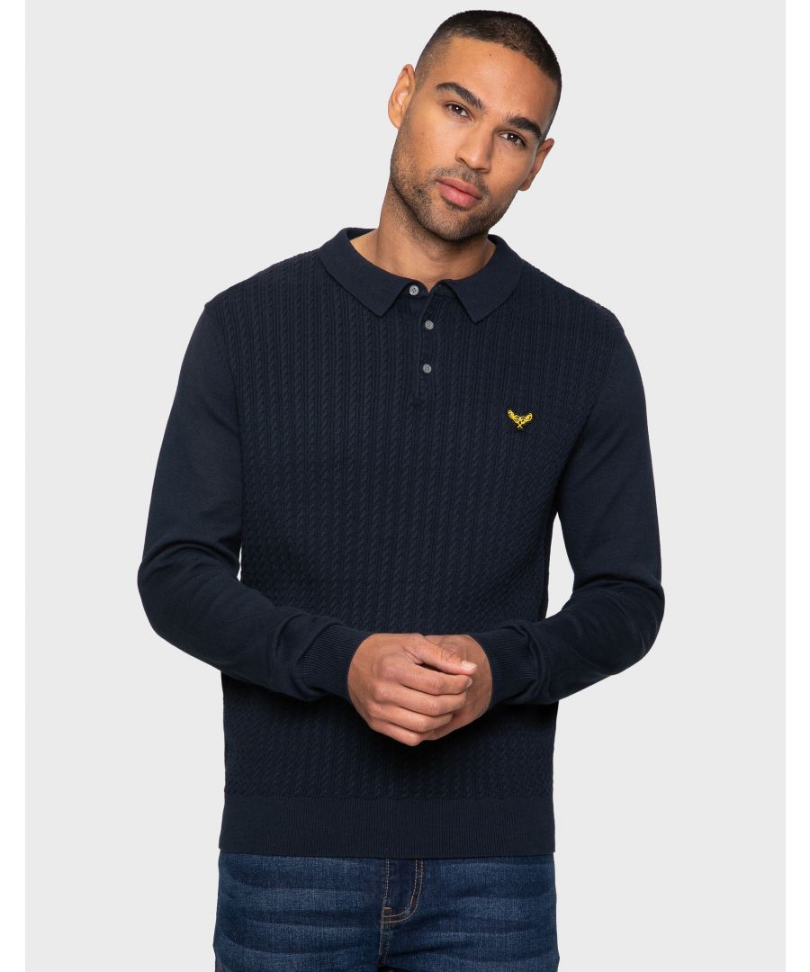 This cotton, fine knit jumper from Threadbare features a button up polo collar and a textured knit design on the body. Team with a pair of jeans or casual trousers to complete the smart casual look. Other colours available.