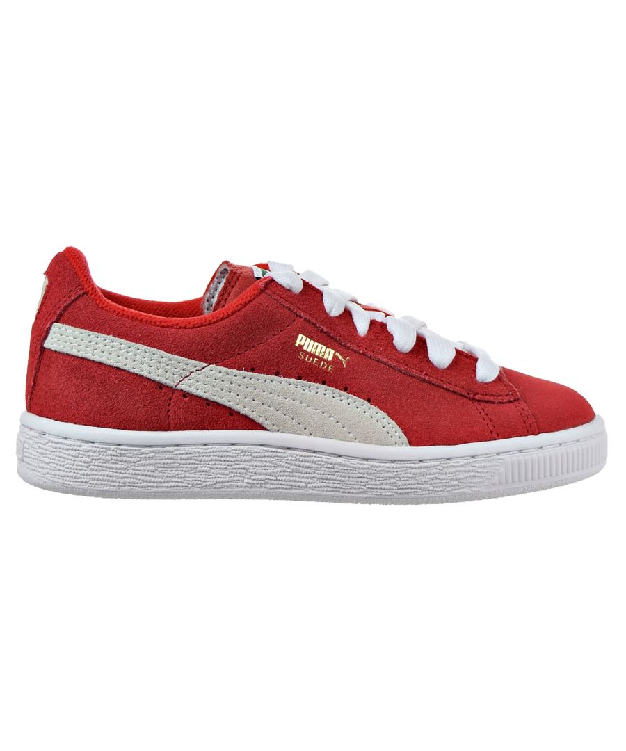 Puma Classic PS Lace-Up Red Suede Leather Kids Trainers 360757_03
