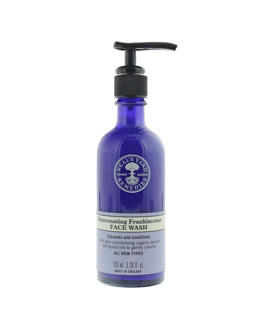 Neal's Yard Rejuvenating Frankincense facial wash. The product has been created to wash away make up and other impurities to help leave the facing feeling cleansed, soft, smooth and fresh. The nourishing oils of apricot and jojoba it gently cleanse without drying. The wash is suitable for all skin types and is gentle on the skin, despite being a very effective cleanser.