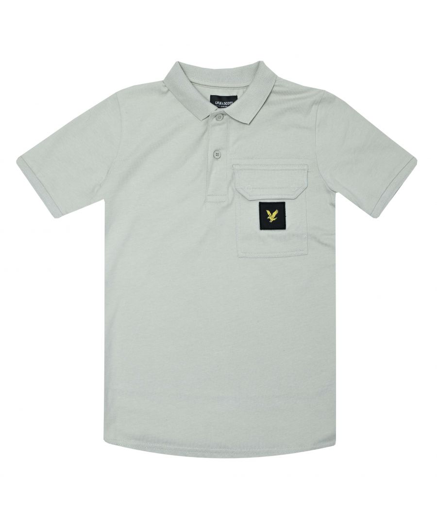  Boys Boy's And Pocket Polo Shirt in Grey Cotton - Size 9-10Y