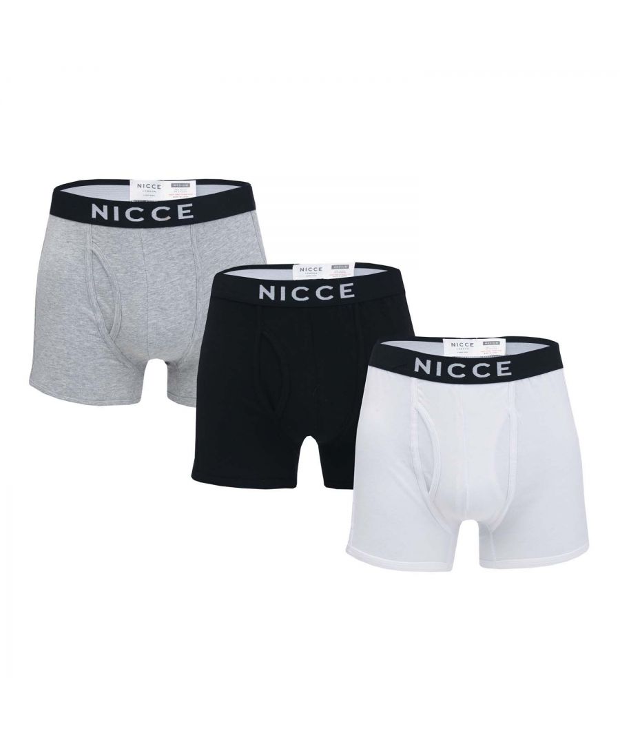 Image for Men's NICCE Codular 3 Pack Boxer Shorts in Black Grey White
