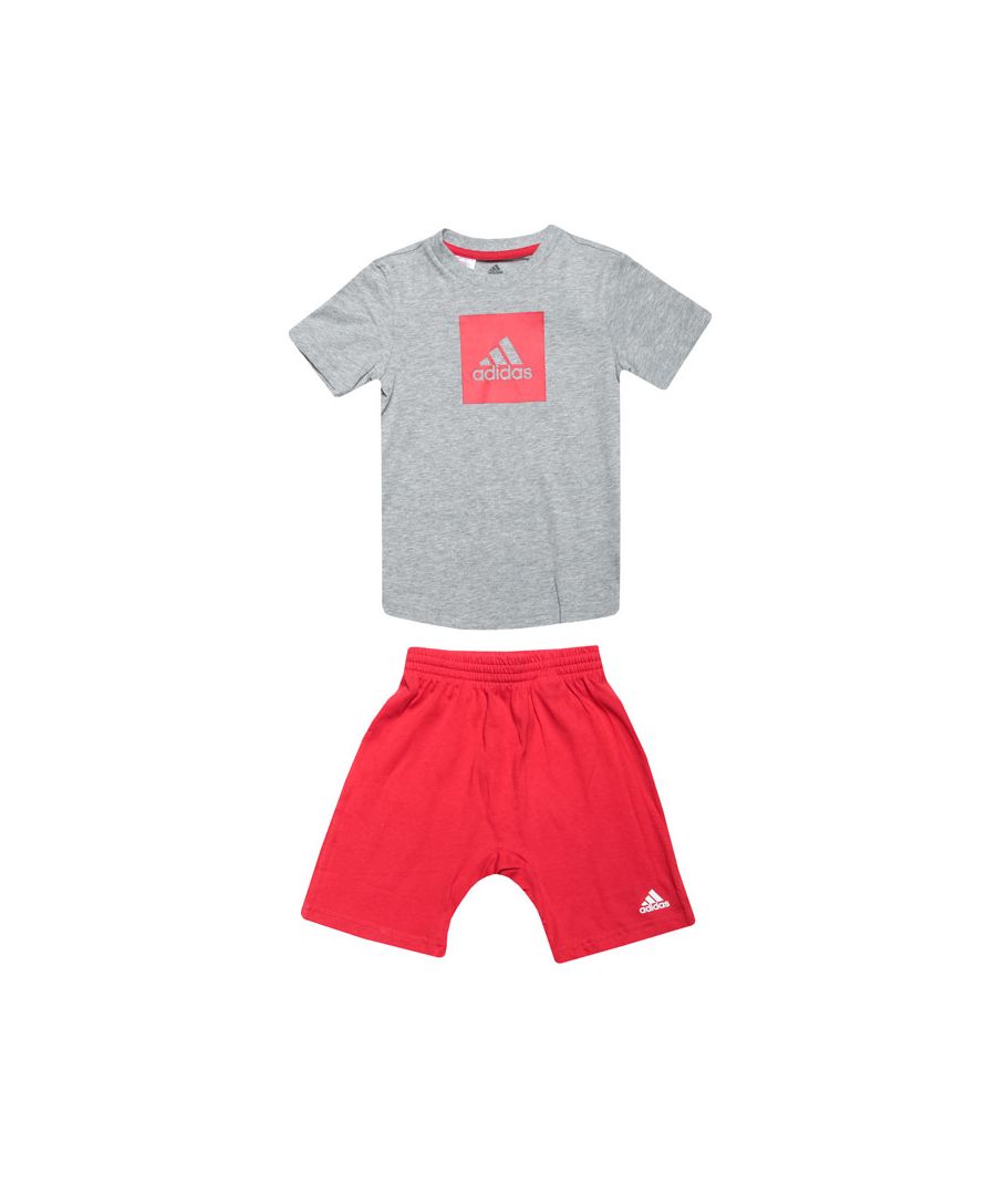 Image for Boy's adidas Baby And Infant Logo Summer Set in Grey red