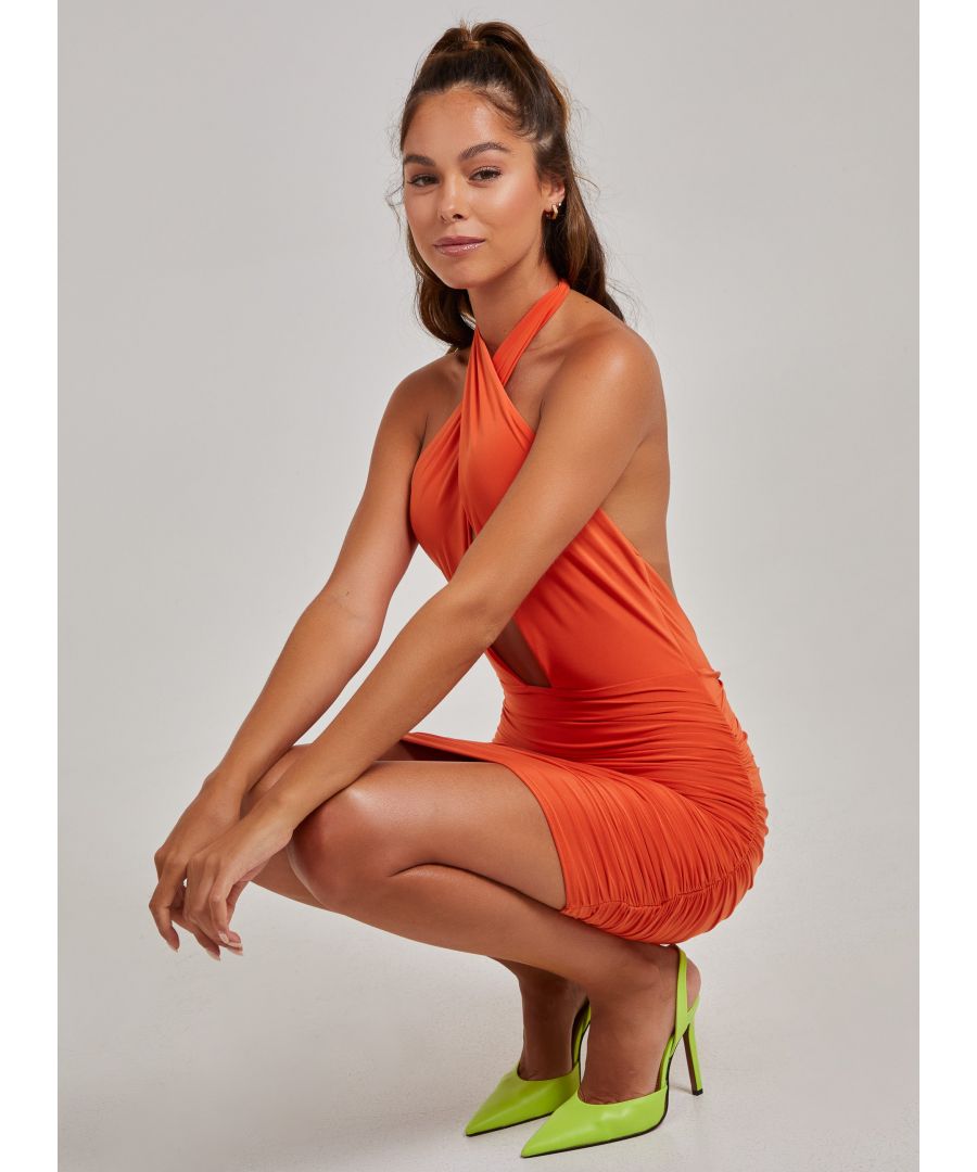 Got a big event coming up? Then look no further than this effortless halterneck dress. This summer dress is a must-have for every wardrobe. 95% Polyester, 5% ElastaneMade in the UKWash With Similar ColoursIron On ReverseDo Not Dry CleanModel wearing size 6Model height: 5'8