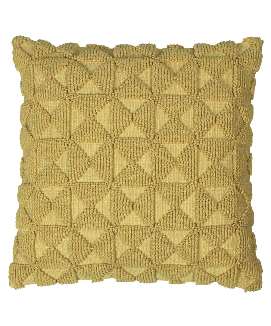 Furn Varma 3D Geometric Knit Cushion|yellow