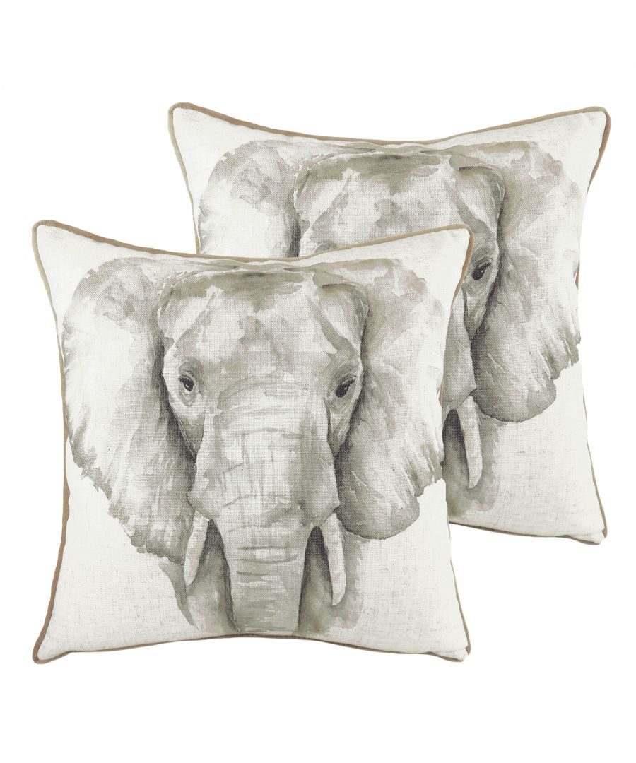Bring the African jungle to your interior with this Safari inspired cushion. With a beautiful watercolour painting of one of Africa's big 5, this cushion will sit perfect within any contemporary home with its neutral colour palette and soft piped edging.