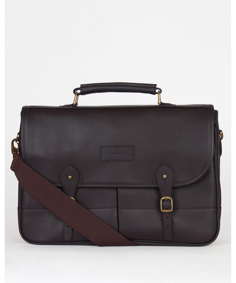 Barbour Leather Briefcase, Dark Brown