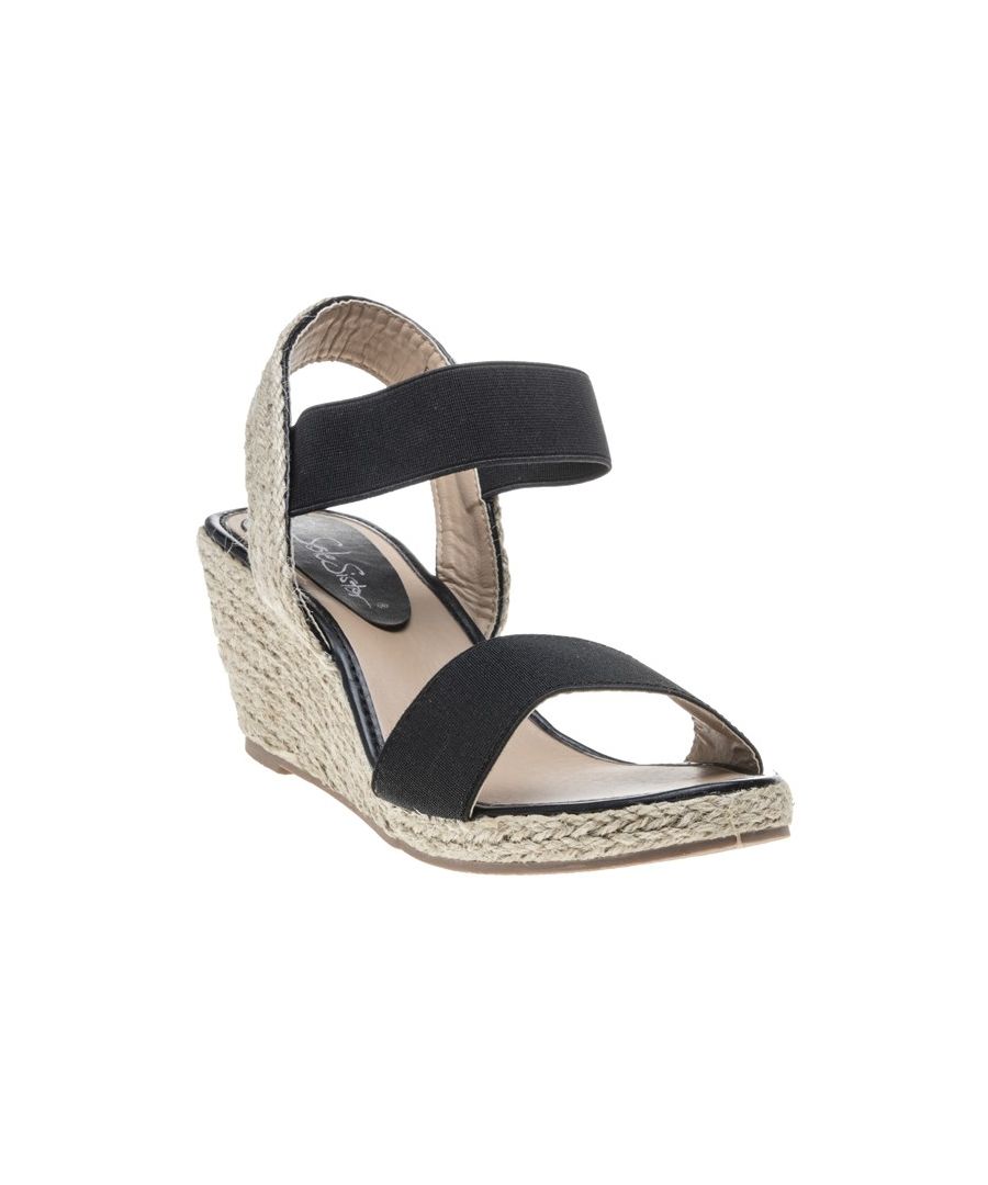 Dip Your Toe Into The Natural Trend With The Woven Alison Womens Sandal From Solesister. The Pretty Wedge Espadrille Heel Also Boasts Stylish Black Straps That Are Elasticated For Extra Comfort And Will Look Great Teamed With Dresses Or Trousers.