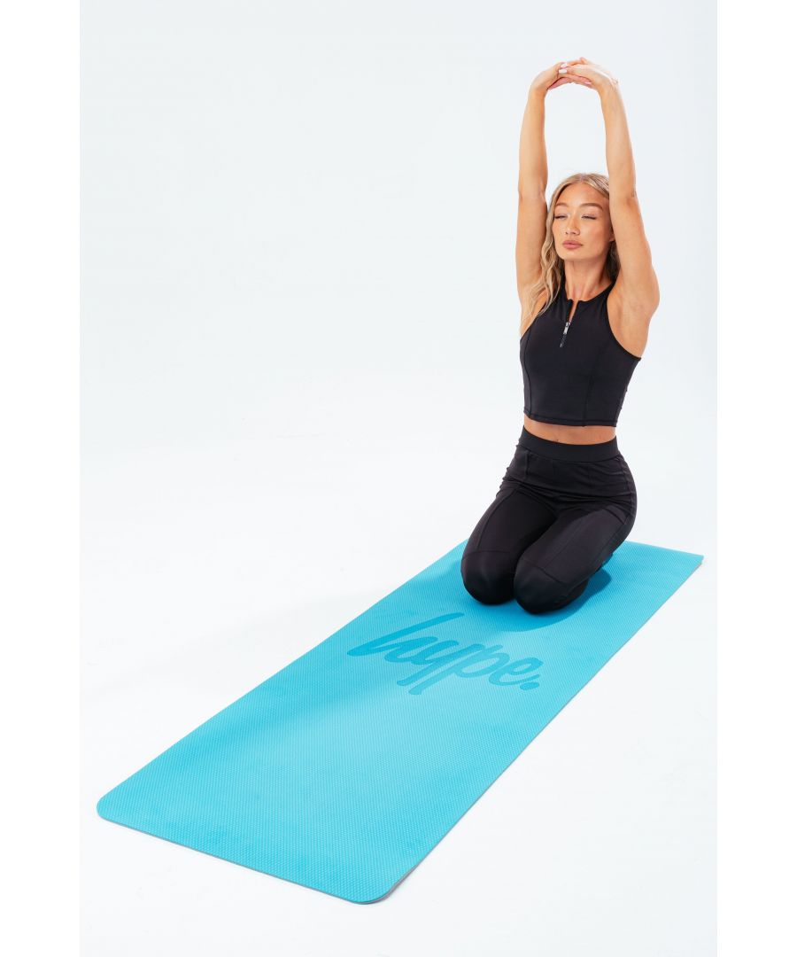 The HYPE. teal grey yoga mat is designed with the upmost supreme comfort you require to give you that extra support whilst practising your yoga moves and working out. The mat features a teal base on one side with our iconic Hype. script logo in a tonal teal and the other side a contrasting grey base. Wipe clean only.