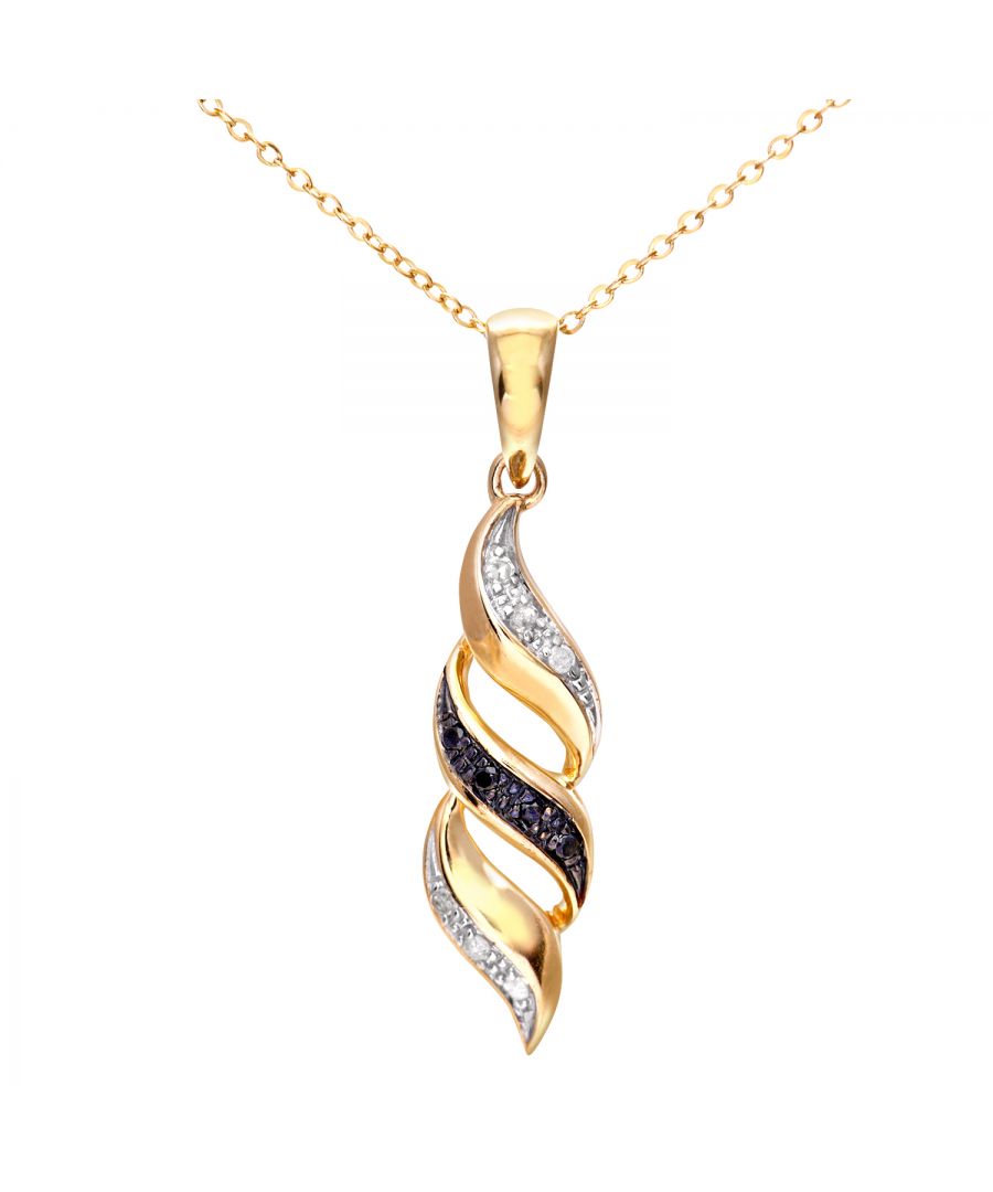Image for 9ct Yellow Gold Black Diamond Swirl Pendant and 18