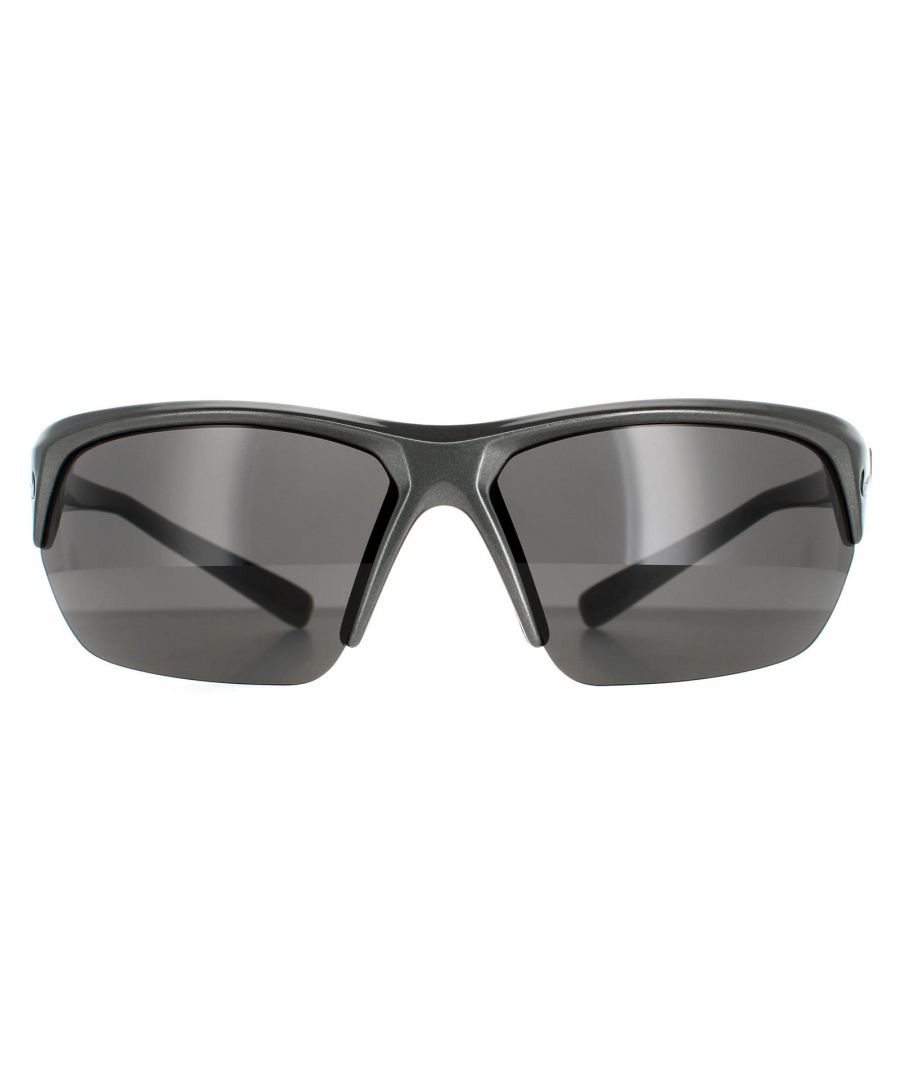 Nike Semi Rimless Mens Graphite Grey Grey Skylon Ace EV1125  Nike are a sporty semi rimless style crafted from lightweight acetate. The advanced optics lenses are great all-rounder suitable for the beach, town or running track. A ventilated self-adjusting nose bridge ensures a customised fit while the iconic Nike emblem features on the front frame for brand authenticity.