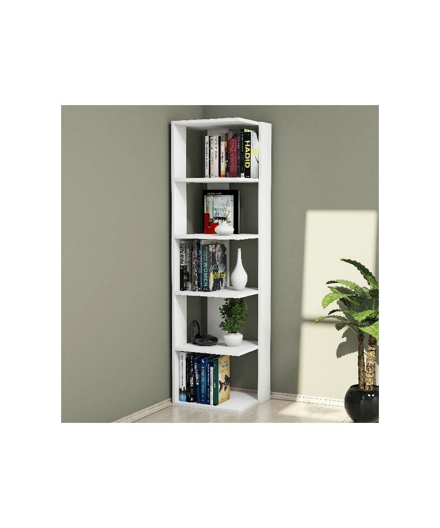 Image for HOMEMANIA Corner Bookcase, in White