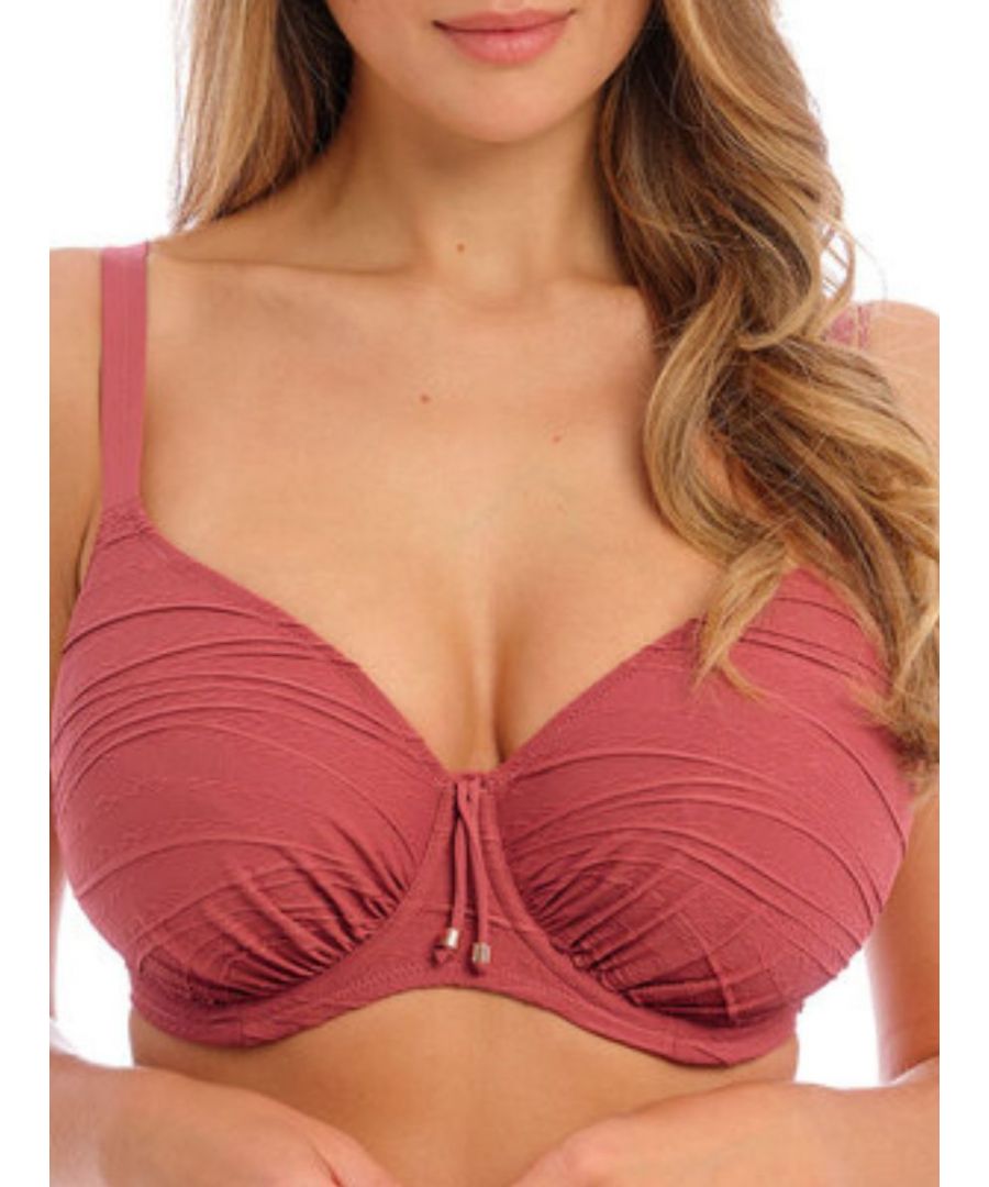 Fantasie Womens Beach Waves Gathered Full Cup Bikini Top - Pink Polyamide - Size 34F