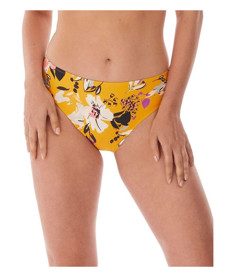 Fantasie Womens 6956 Florida Keys Mid Rise Bikini Brief - Yellow Nylon - Size 12 UK