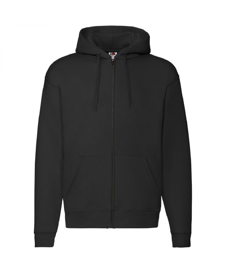 Fruit Of The Loom Mens Zip Through Hooded Sweatshirt / Hoodie (Black) - Size 4Xl