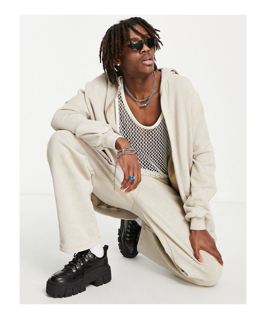 Hoodie by ASOS DESIGN Joggers sold separately Fixed hood Zip fastening Drop shoulders Side pockets Super-oversized fit Sold by Asos