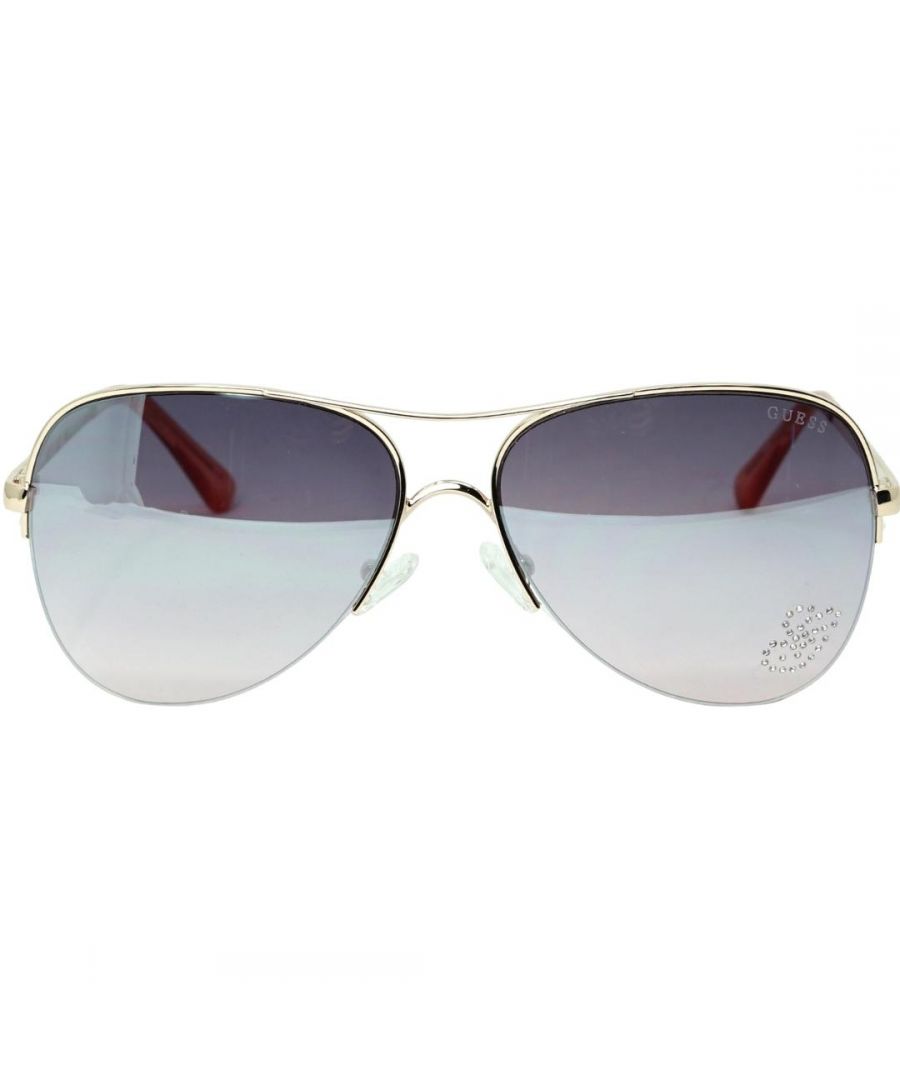 Guess GF6058 28U Gold Sunglasses. Lens Width = 58mm. Nose Bridge Width = 15mm. Arm Length = 140mm. Sunglasses, Sunglasses Case, Cleaning Cloth and Care Instrtions all Included. 100% Protection Against UVA & UVB Sunlight and Conform to British Standard EN 1836:2005