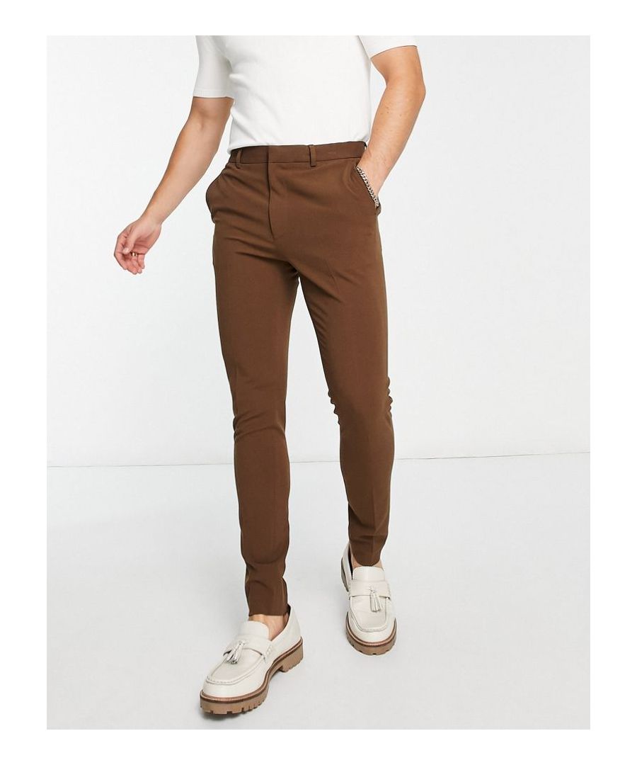 Trousers & Chinos by ASOS DESIGN Make your jeans jealous Regular rise Belt loops Functional pockets Super-skinny fit Sold by Asos