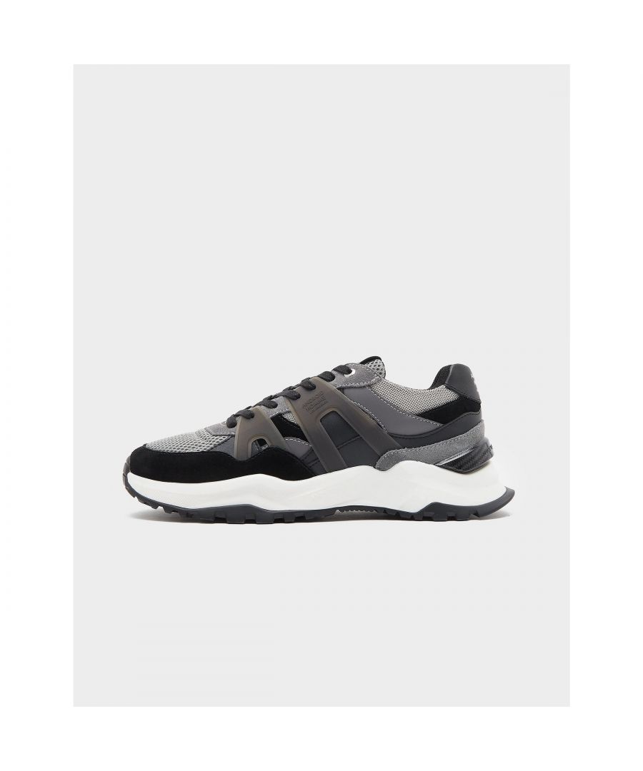 android homme mens leo carillo 2.0 trainers in black grey suede fabric - size uk 12