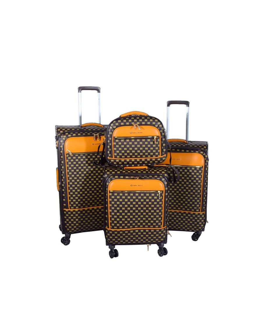 Infinity Leather Unisex Brown Expandable Travel Luggage Strong Soft Shell Suitcases - Size Medium